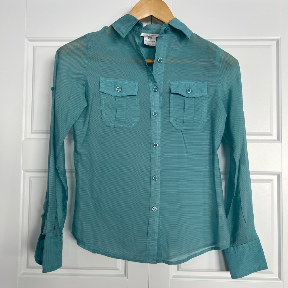 Button down shirt with tab sleeves